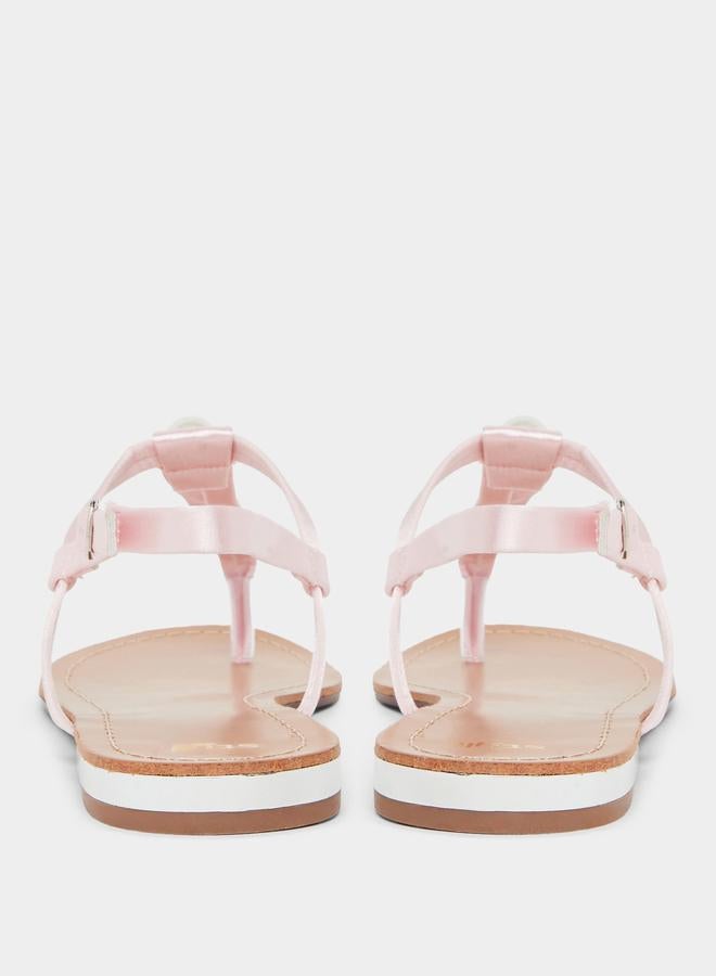 Styli Pearl Embellished Flat Sandals - Image 4